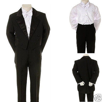 New Boys Holiday Wedding Graduation Formal Party Black Tuxedo Suit size 18,20 